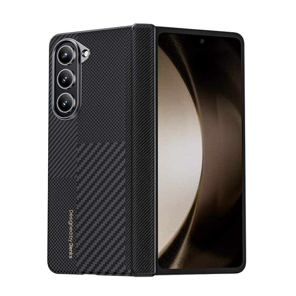 The Montage ArmorAir Case for Samsung Galaxy Z Fold 5 is crafted from high-quality 600D and 1500D DuPont™ Kevlar® fiber, providing your phone with robust protection and a sleek, minimalistic style.