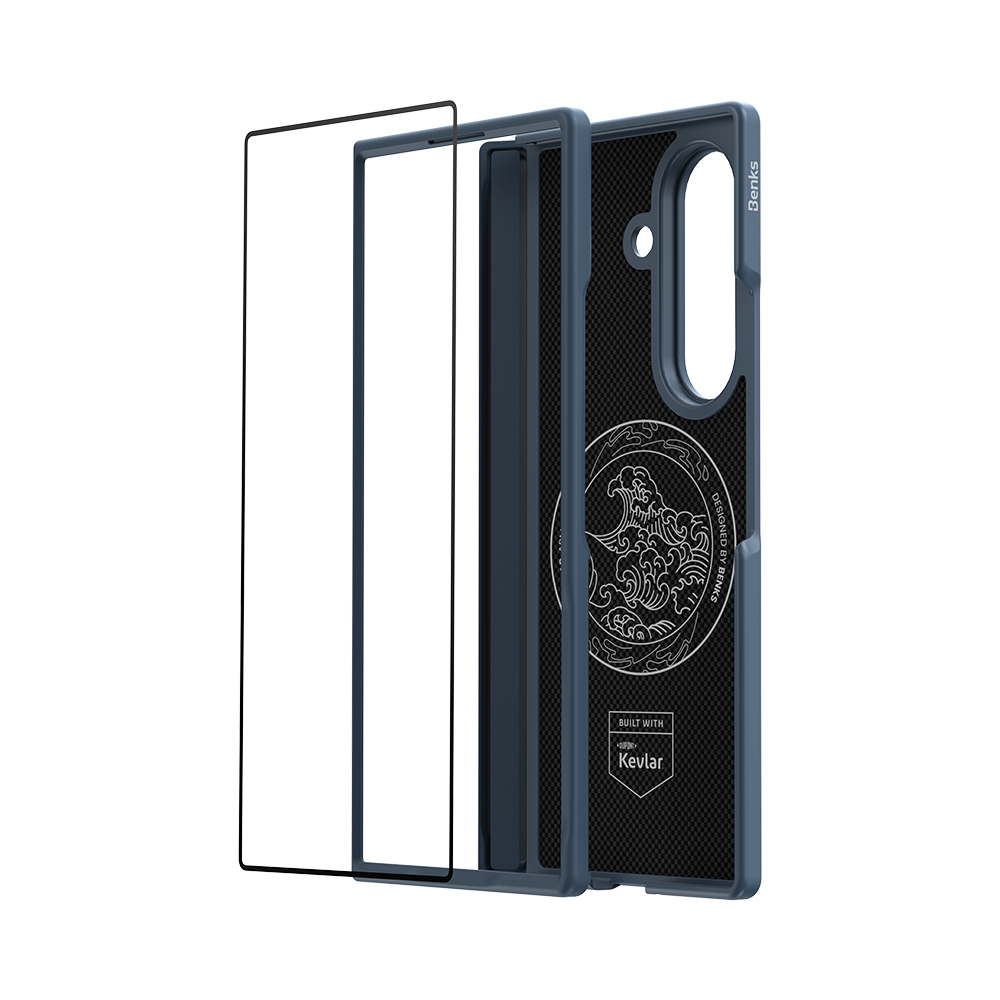 [Grand Combo] ArmorGrid Pro Azure Blue Kevlar® Case for Samsung Galaxy Z Fold 8 Ultra