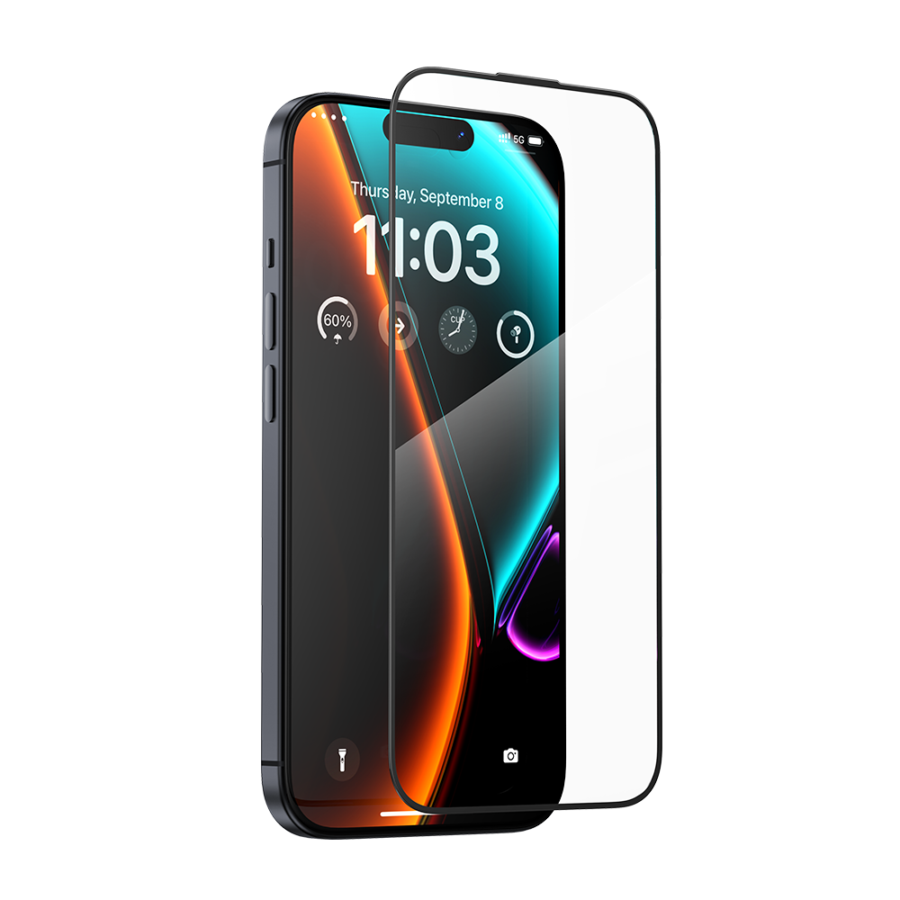 GlassWarrior Sapphire Coating Screen Protector for iPhone 15 Plus, offering edge-to-edge protection, maximum touch sensitivity, and HD clarity for an enhanced visual experience.