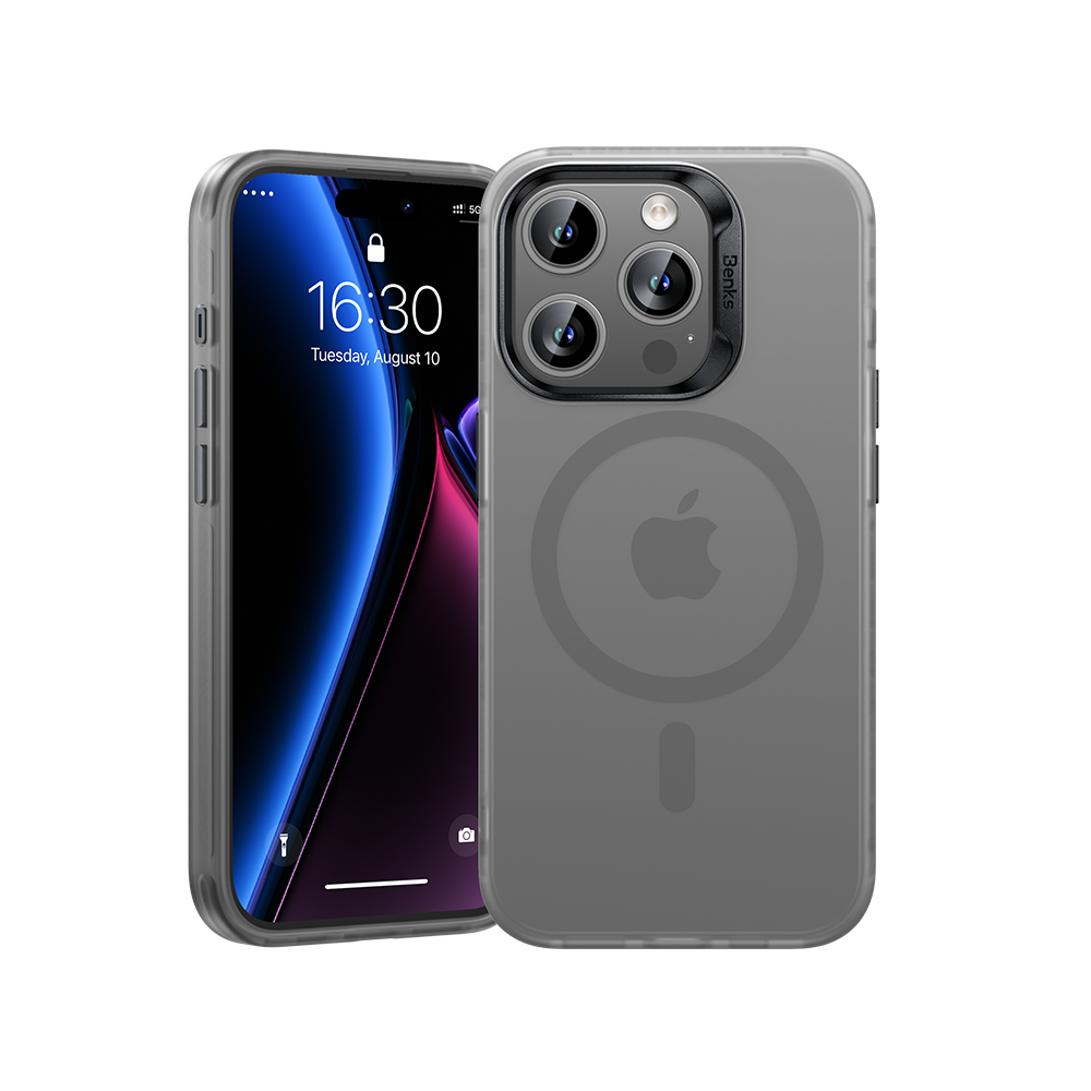 MagClap Lucid Armor Phone Case for iPhone 15 Pro, featuring a light, non-yellowing material for unobtrusive protection, with wireless charging and MagSafe compatibility.