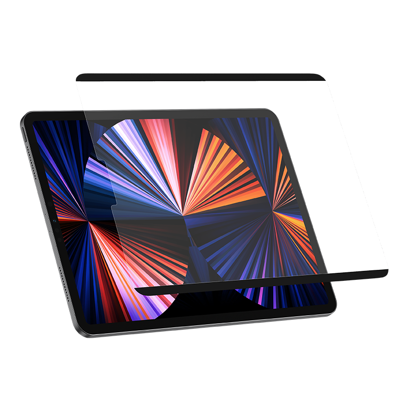 Magnetic Detachable Matte Screen Protector - An iPad Pro 11” with a Benks magnetic detachable paperlike screen protector, showcasing its clear and protective design. The screen protector provides a paperlike texture for natural writing and drawing while safeguarding the screen from damage.
