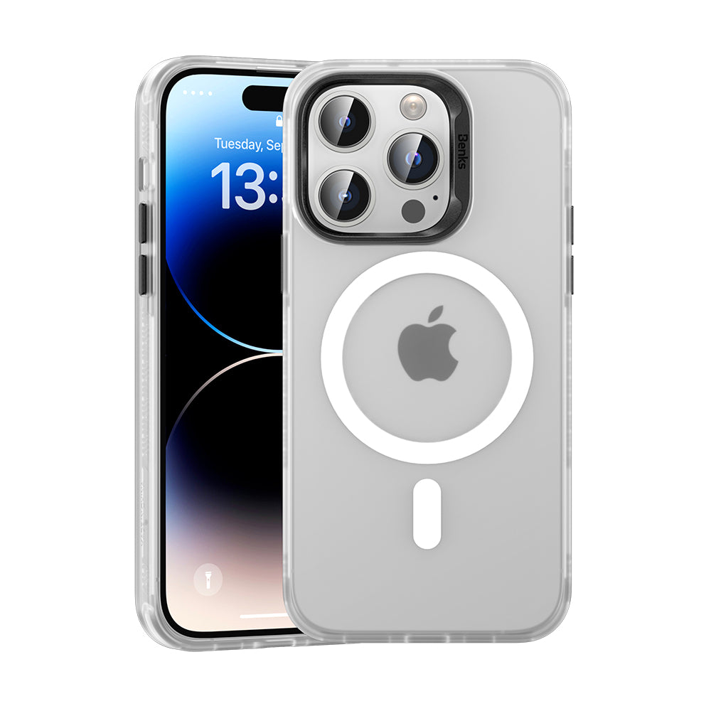 Sleek and durable MagClap™ Lucid Armor Case, featuring a no-fingerprint surface, full-body coverage, and a clicky metal button, designed for style and longevity. Protect your iPhone 13 Series with the Benks Lucid Armor MagSafe phone case. This durable and sleek case offers ultimate protection and MagSafe compatibility. Enhance your iPhone's elegance and functionality with Benks' innovative design. Shop now for superior MagSafe-compatible protection for your iPhone 13 Series!